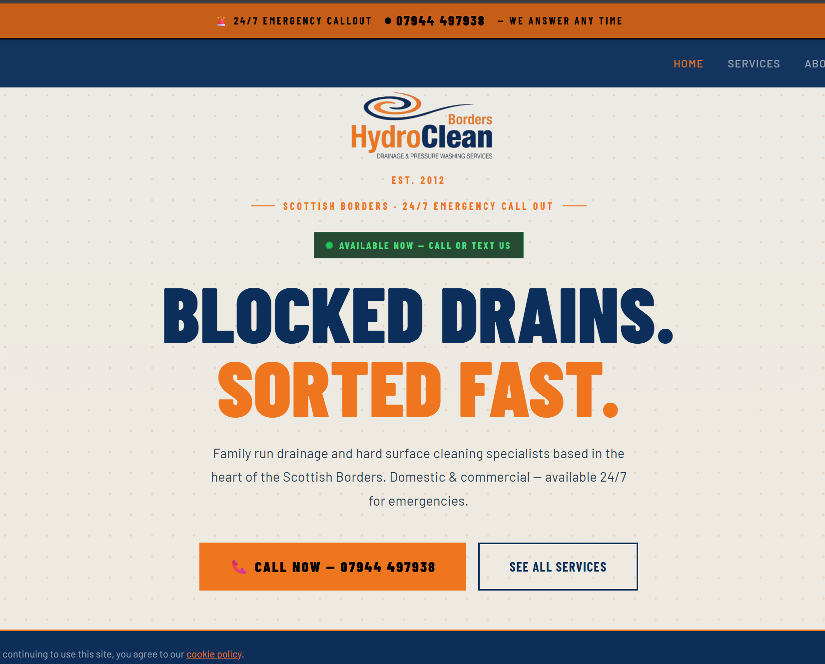 Borders Hydro Clean website screenshot
