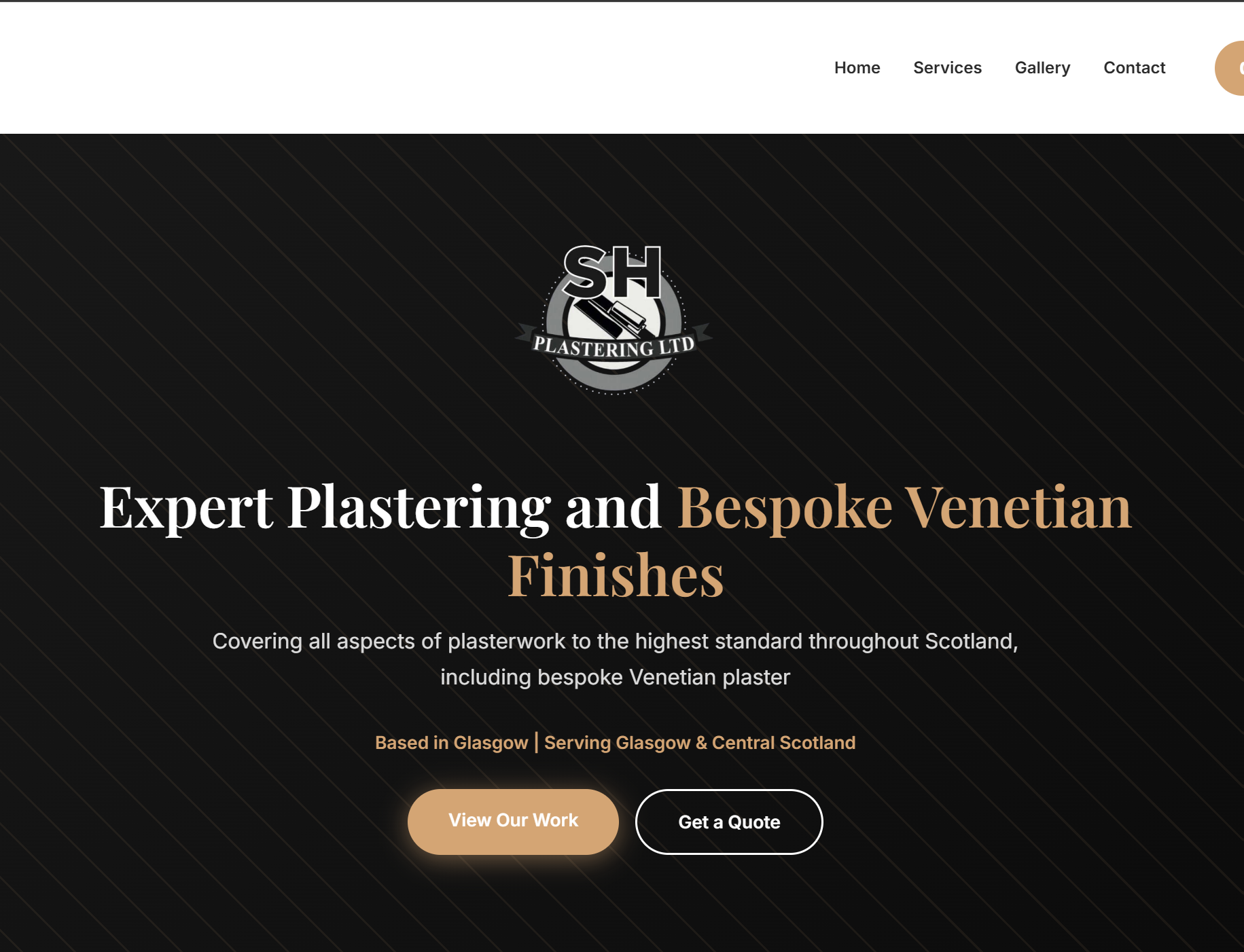 SH Plastering website screenshot